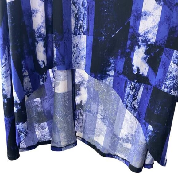 MICHAEL Michael Kors Hi-Low Abstract Maxi Sundress Sz XS Belt Buck Neckline - Picture 7 of 9